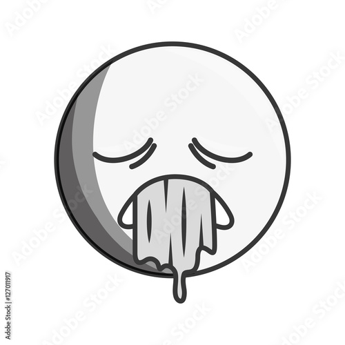 face circle emoticon kawaii style vector illustration design