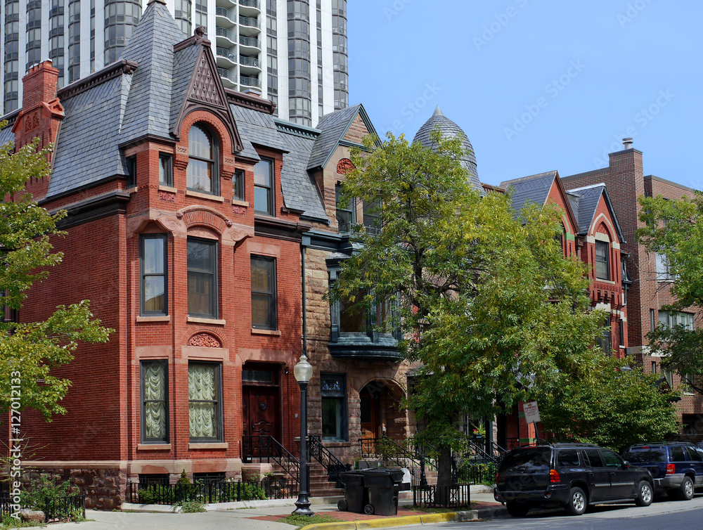Αυτοκόλλητο well preserved houses, Old Town Chicago