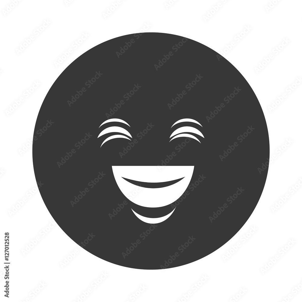 face circle emoticon kawaii style vector illustration design