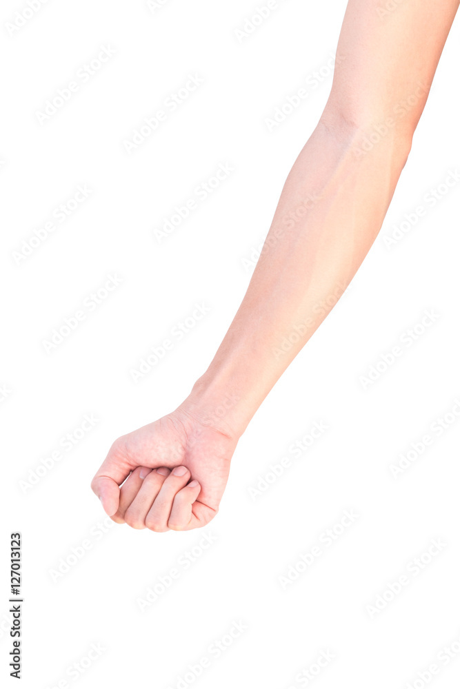 Man arm with blood veins on white background, health care and me Man arm with blood veins on white background, health care and me