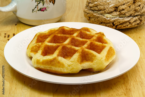 Waffle in a white plate