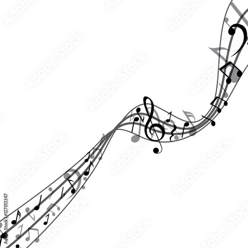 Music note icon. Sound melody pentagram and musical theme. Isolated design. Vector illustration
