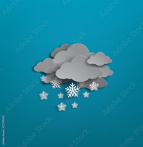 dark snow cloud with snowflakes icon on blue background