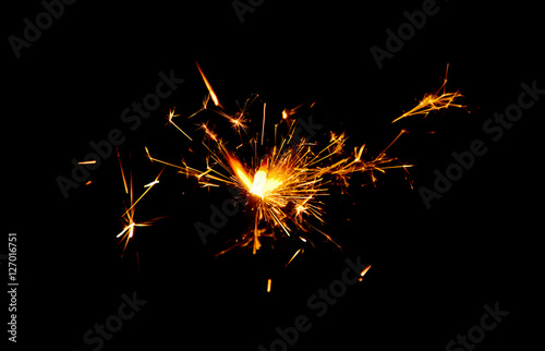 fire flames with sparks on black