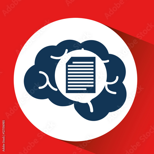 concept network, silhouette head with folder media icon vector illustration eps 10