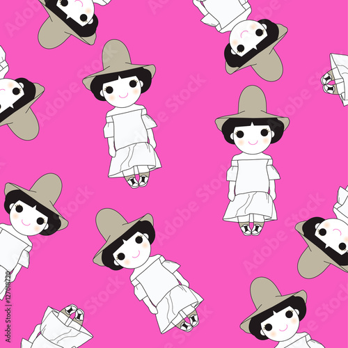 Trying On Resort Spring Outfit Character Pattern illustration