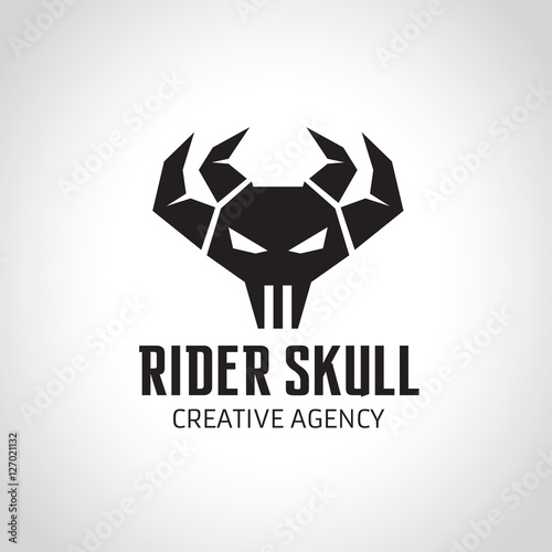 Rider skull logo, skull logo template.
