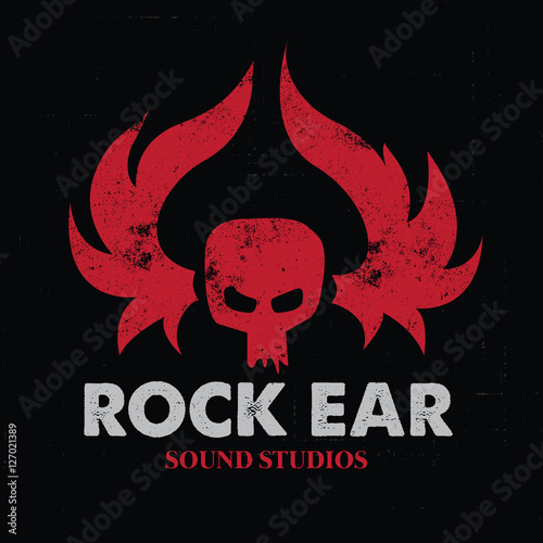 skull logo, rock ear logo template.