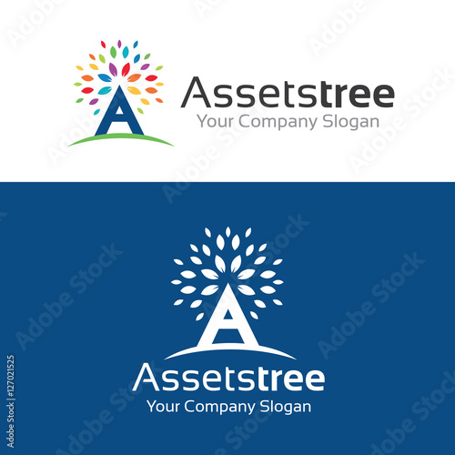 Assents Tree logo,Tree logo,A letter logo,Vector Logo Template