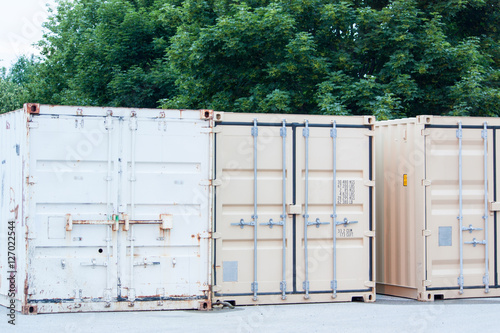shipping containers on construction site
