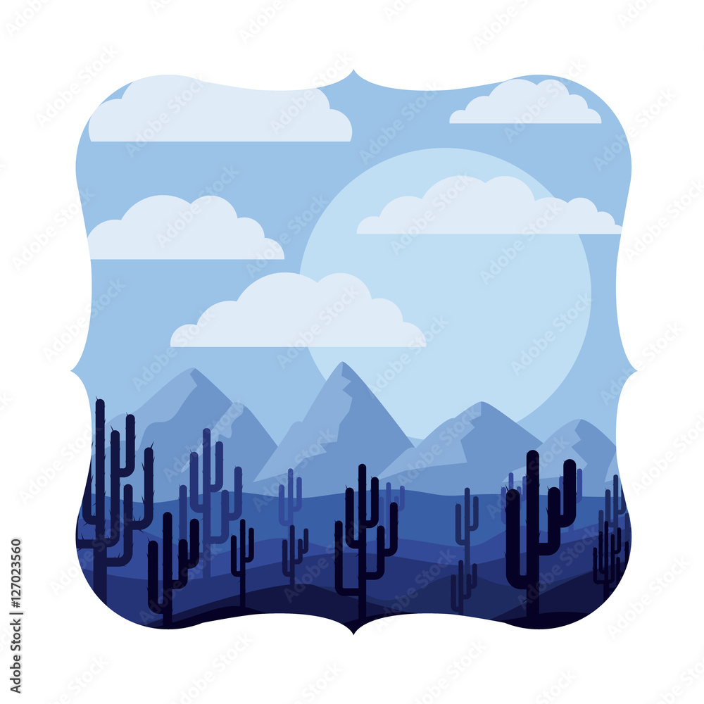 Desert inside frame icon. Landscape nature outdoor season and sant theme. Isolated design. Vector illustration
