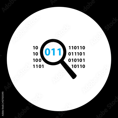 simple black magnifier analyze source binary code eps10