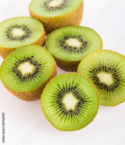 Kiwi fruit group on white background