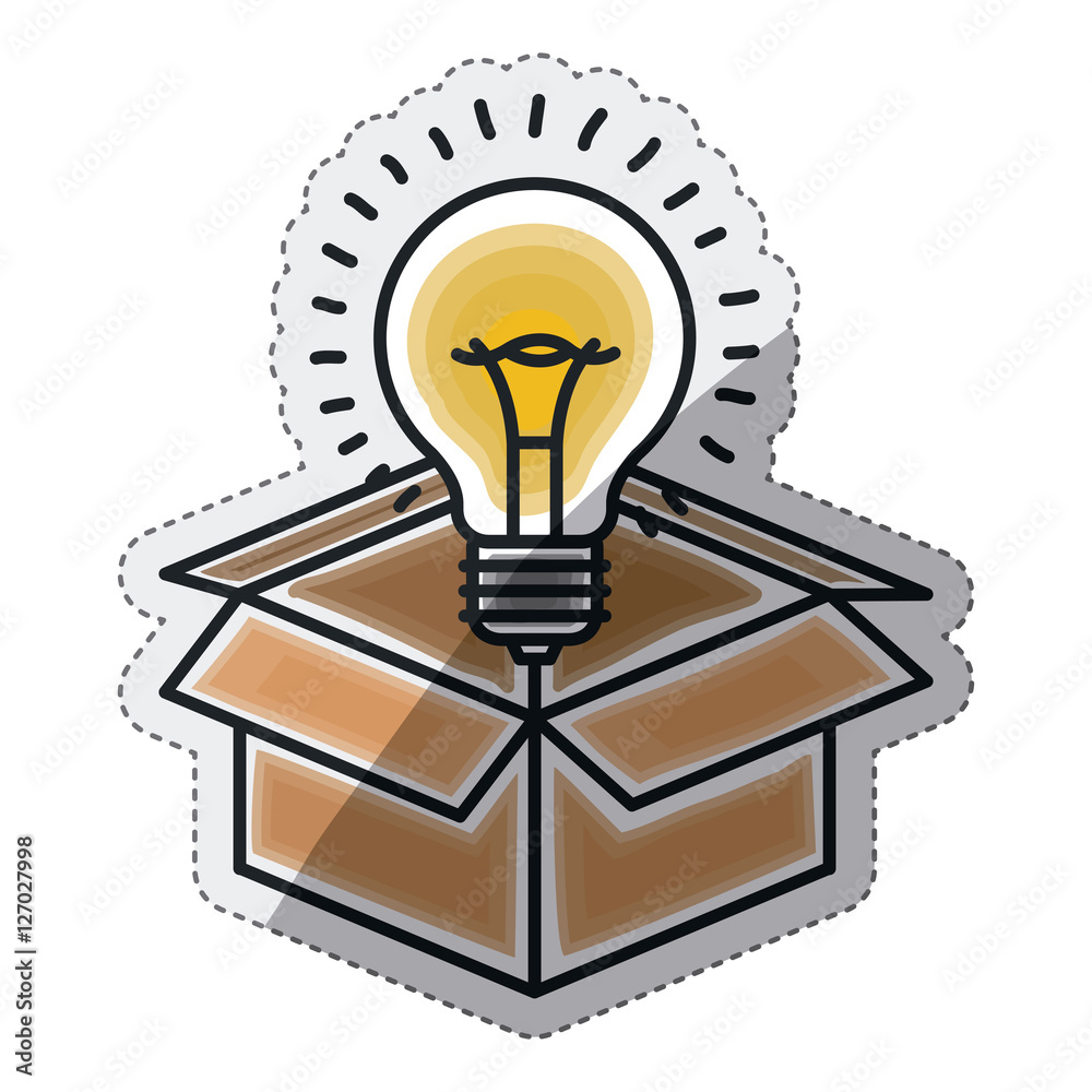Bulb and box draw icon. Big idea creativity imagination and inspiration theme. Isolated design. Vector illustration Bulb and box draw icon. Big idea creativity imagination and inspiration theme. Isolated design. Vector illustration