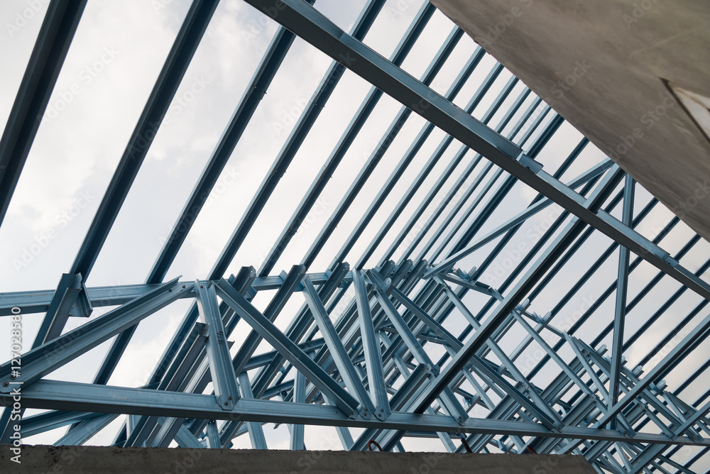 Structure of steel roof. Structure of steel roof.