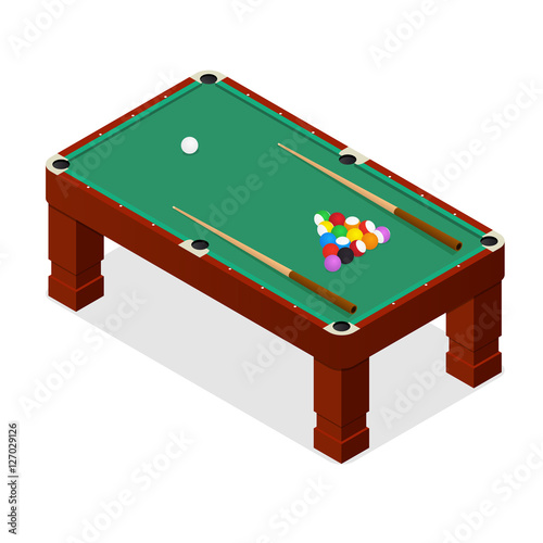 Billiards Isometric View. Vector