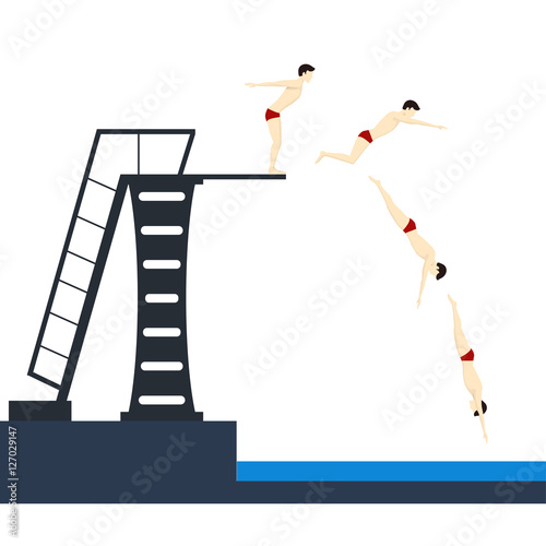 Diving into Pool Phases Jumping. Vector