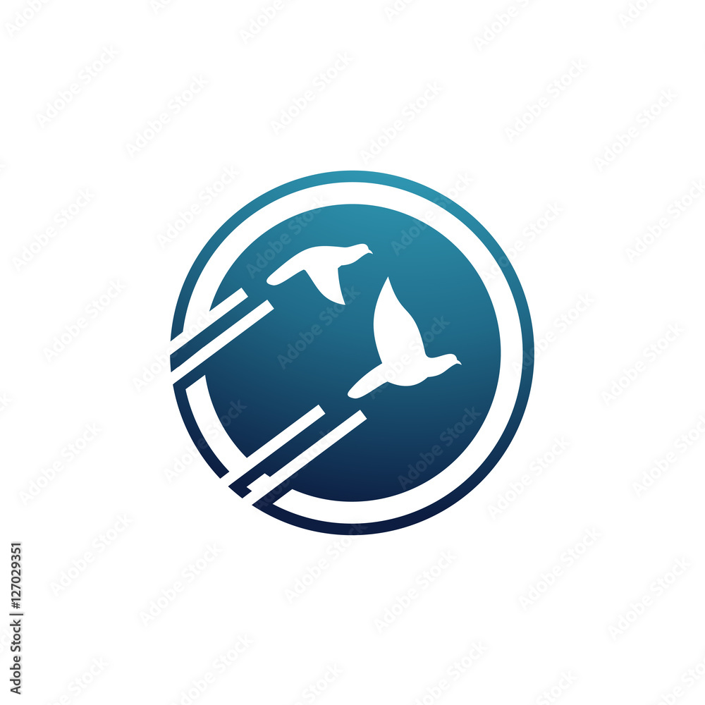 Dove Pigeon Flying in Business Circle Logo Concept