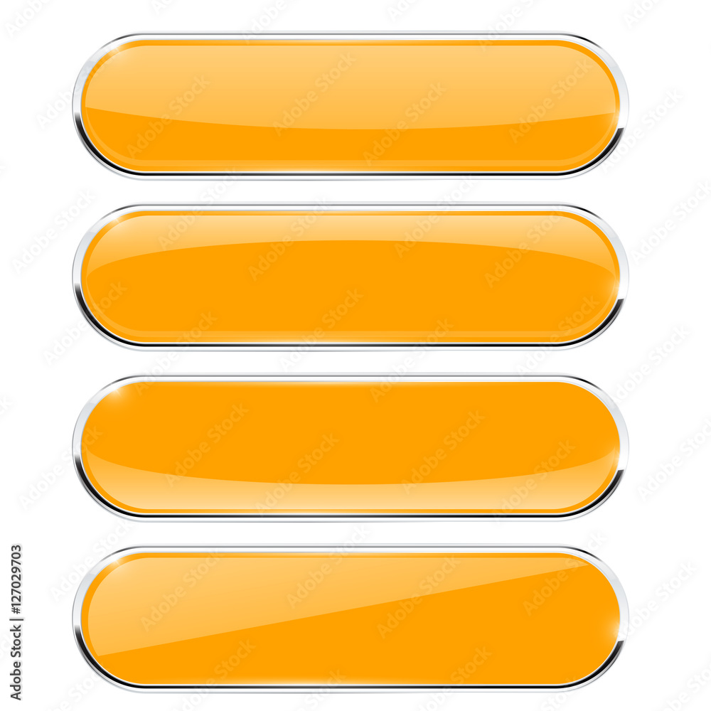 Buttons. Orange oval web icons with chrome frame Buttons. Orange oval web icons with chrome frame