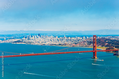 Aerial View San Francisco Golden Gate Bridge High