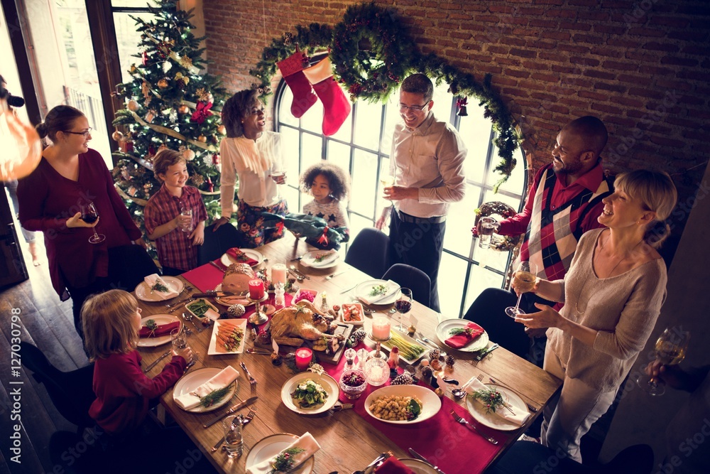 Family Together Christmas Celebration Concept Family Together Christmas Celebration Concept