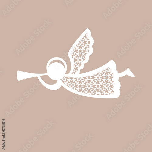 Christmas angel with geometric pattern. Laser Cutting template