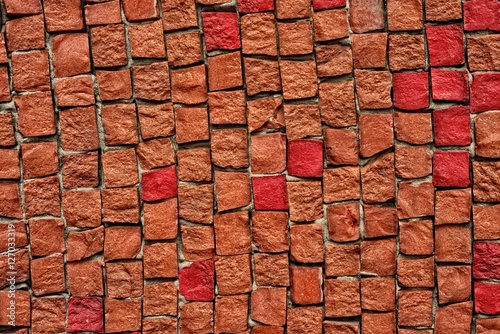 Red and brown smalt mosaic.