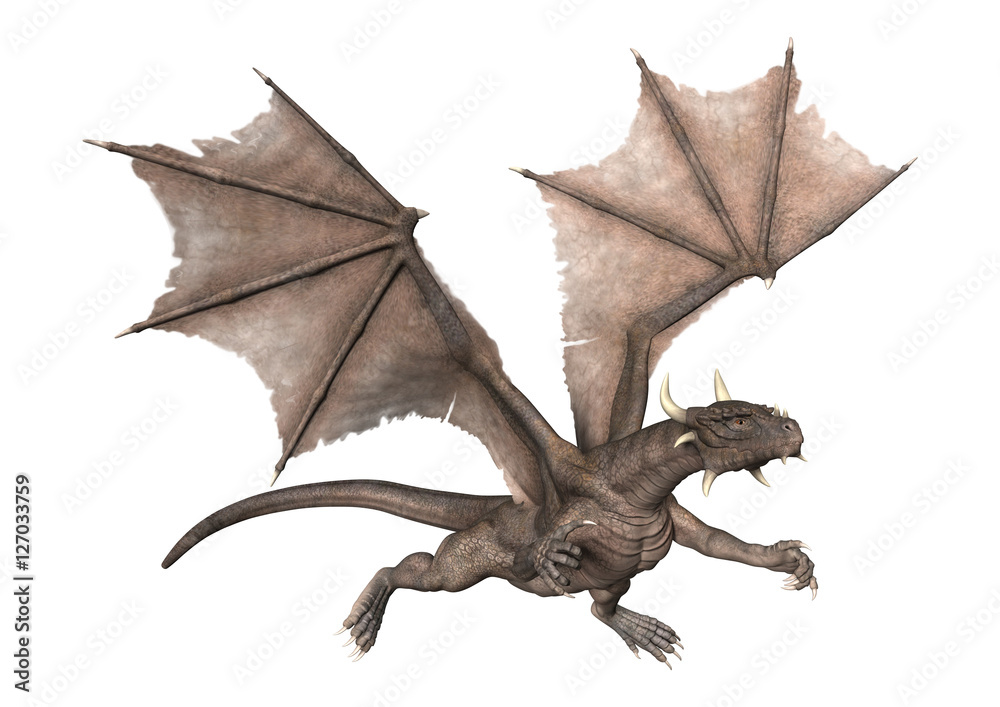 Fototapeta premium 3D Rendering Fantasy Dragon on White