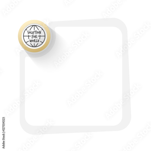 Golden circle with globe symbol and the words solution for world