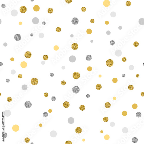Cristmas seamless background with glitter gold and silver dots