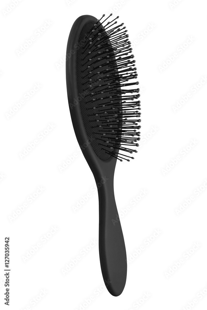 Elegant black hair comb brush with handle, isolated Elegant black hair comb brush with handle, isolated