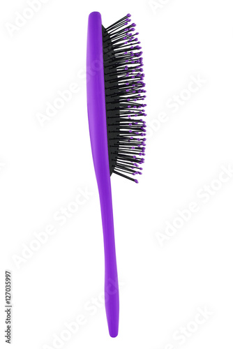 Elegant mauve hair comb brush with handle, isolated