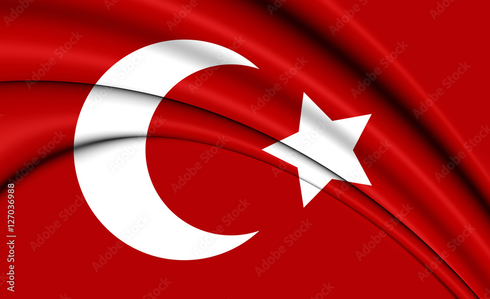 3D Flag of Ottoman Empire (12991923). 3D Illustration. Stock