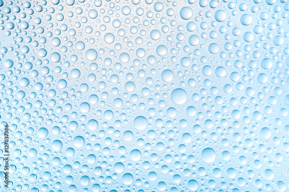 Blue water drops of on treat water-repellent surface in macro lens shot small-DOF for screen wallpapers Blue water drops of on treat water-repellent surface in macro lens shot small-DOF for screen wallpapers