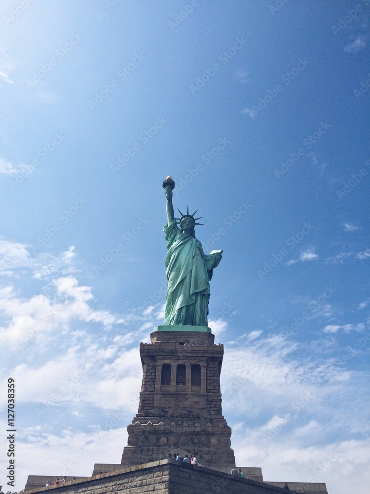 Low angle view of Statue of Liberty, New York, USA