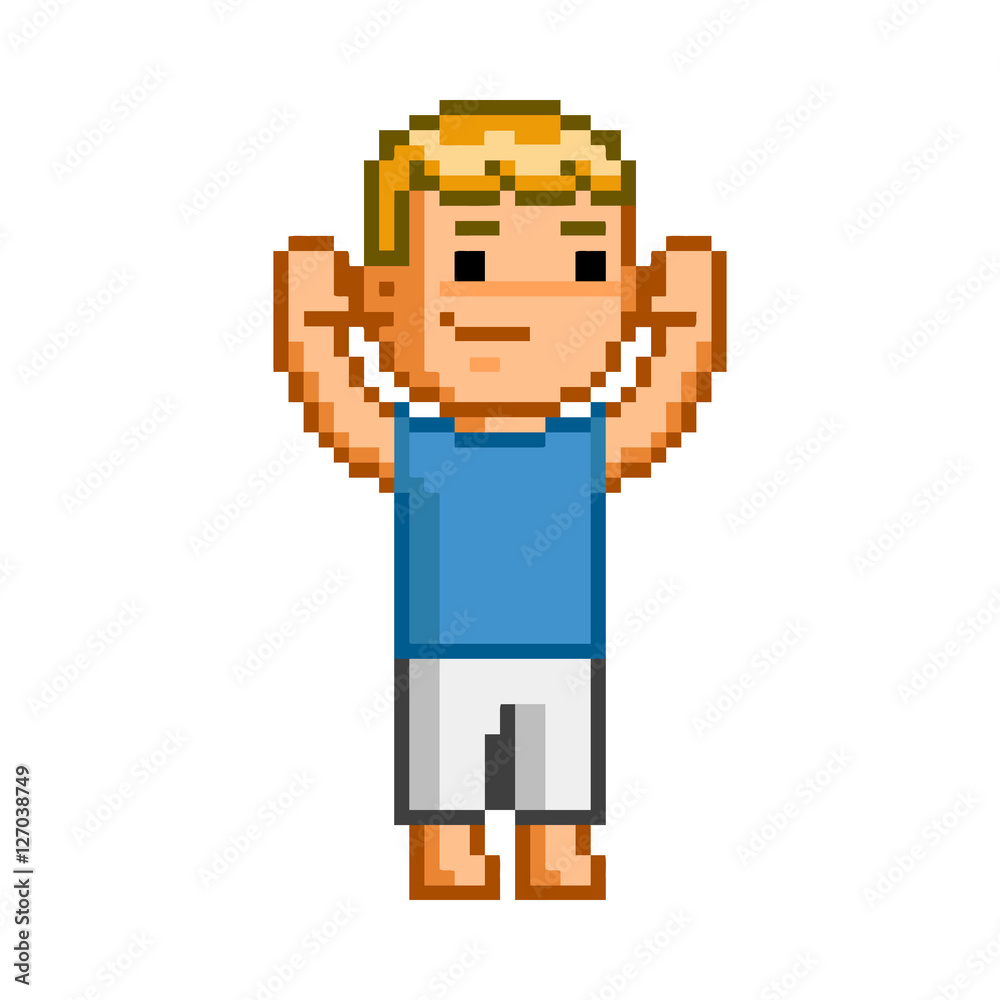Vector 8 bit pixel art athlete for design Stock Vector | Adobe Stock