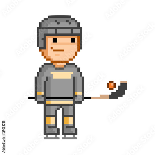 Vector 8 bit pixel art bandy for design