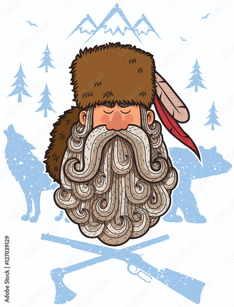 Trapper / Illustration of cartoon trapper with big beard. Stock Vector ...