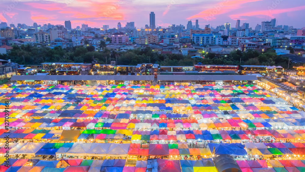 Train Night Market Ratchada (Talad Rot Fai), Bangkok, Thailand