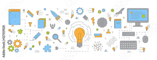 Vector line concept web banner for new idea.