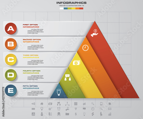 Abstract pyramid shape layout with 5 steps order template/graphic or website layout. EPS10.