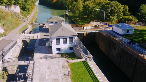 Lockport, NY, USA: A popular place among tourists, Americans most famous man-made waterway Lockport Lock photo