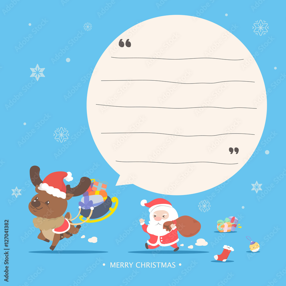 Santa and reindeer character - Merry Christmas greetings Santa and reindeer character - Merry Christmas greetings