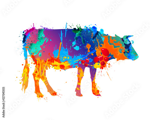 cow silhouette of splash paint
