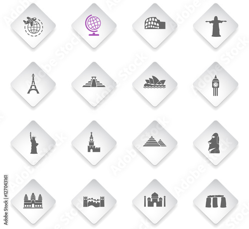 travel and wonders icon set