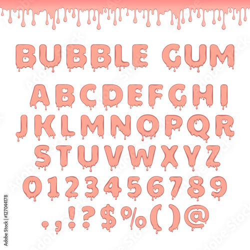 Set of bubble gum letters