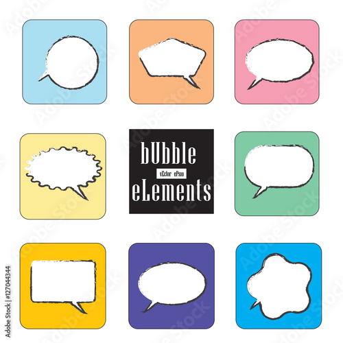Set of thought label tag, 8 bubble elements ,vector design.