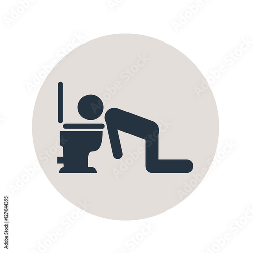 Icono plano hombre vomitando en circulo gris