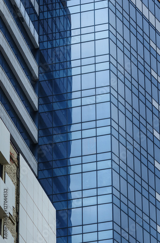 high-rise office building with big glass walls