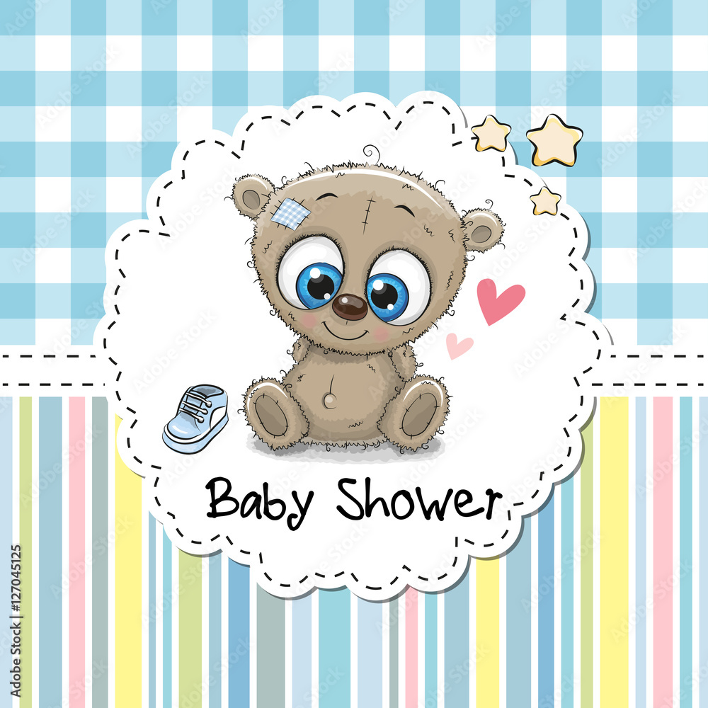 Baby Shower Greeting Card with Bear Baby Shower Greeting Card with Bear